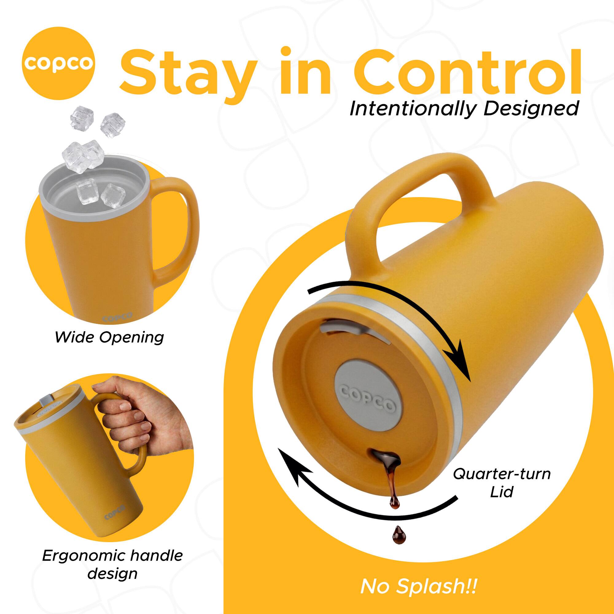 copco in Control Stay Intentionally Designed COPCO Wide Opening COPCO CoPCO Quarter-turn Lid Ergonomic handle design No Splash!!