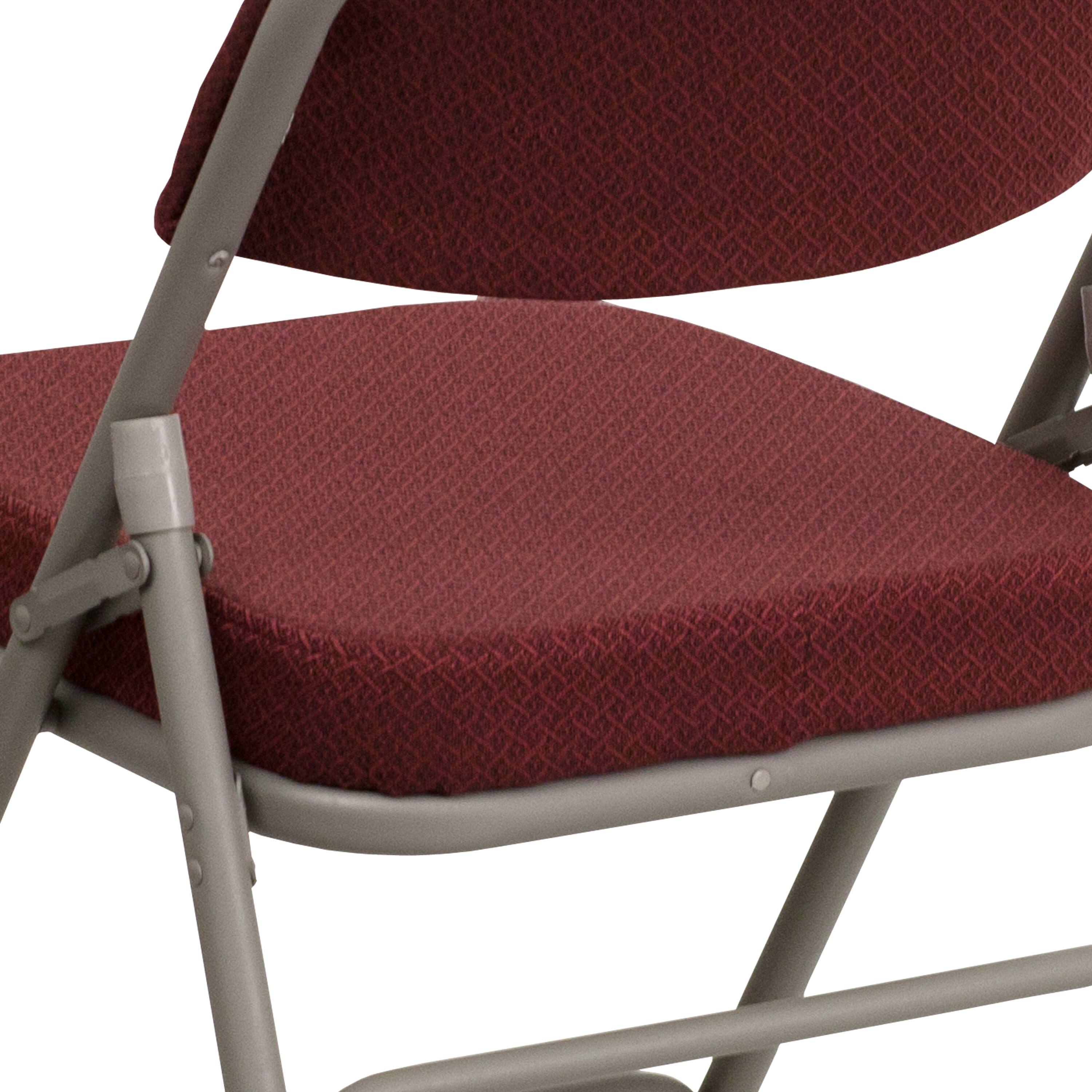 Alt View 10. Emma + Oliver - 2 Pack Home & Office Portable Party Events Fabric Padded Metal Folding Chair - Burgundy Fabric/Gray Frame.