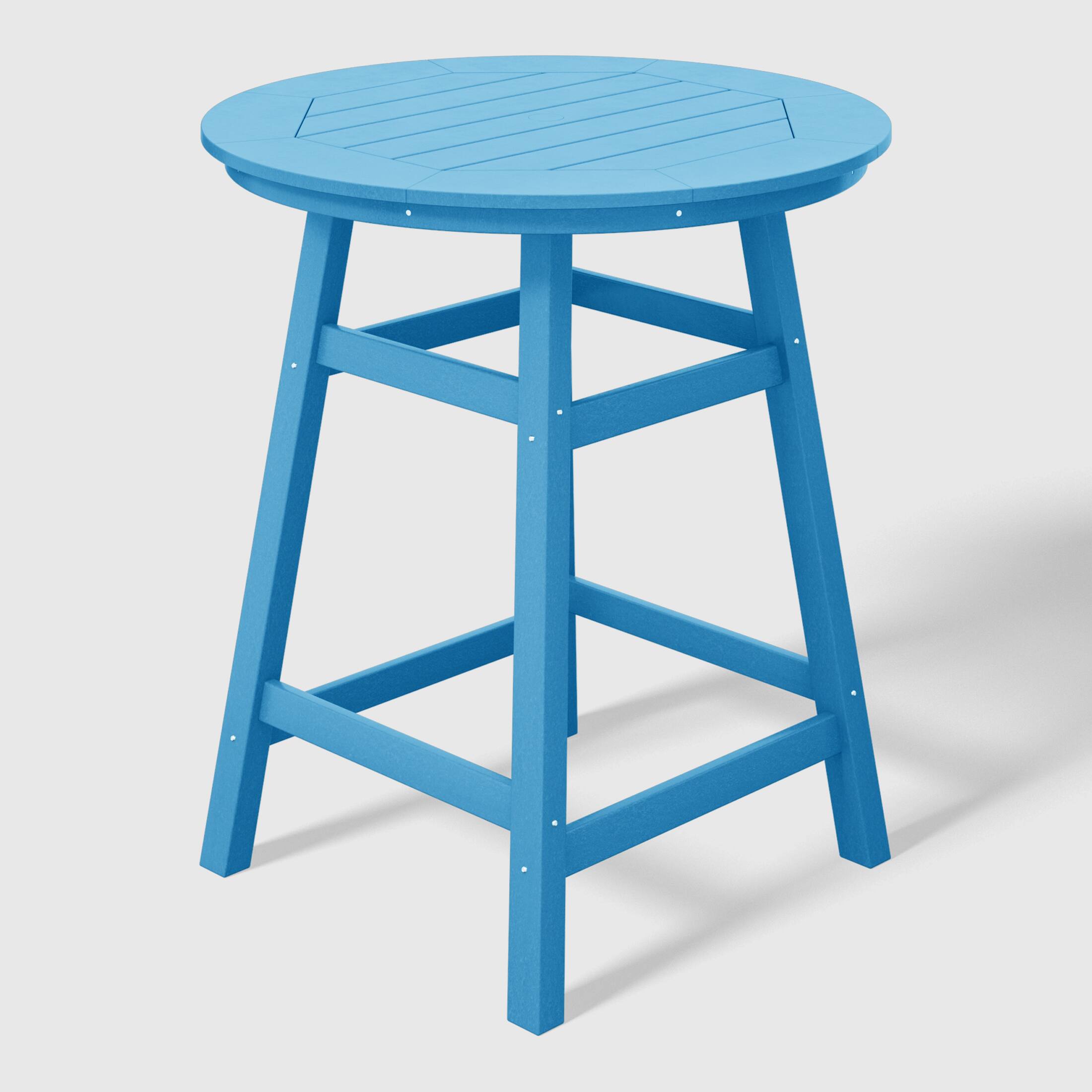 Left. WestinTrends - WestinTrends Malibu Outdoor 35" HDPE Round Patio Counter Height Bar Table - Pacific Blue.