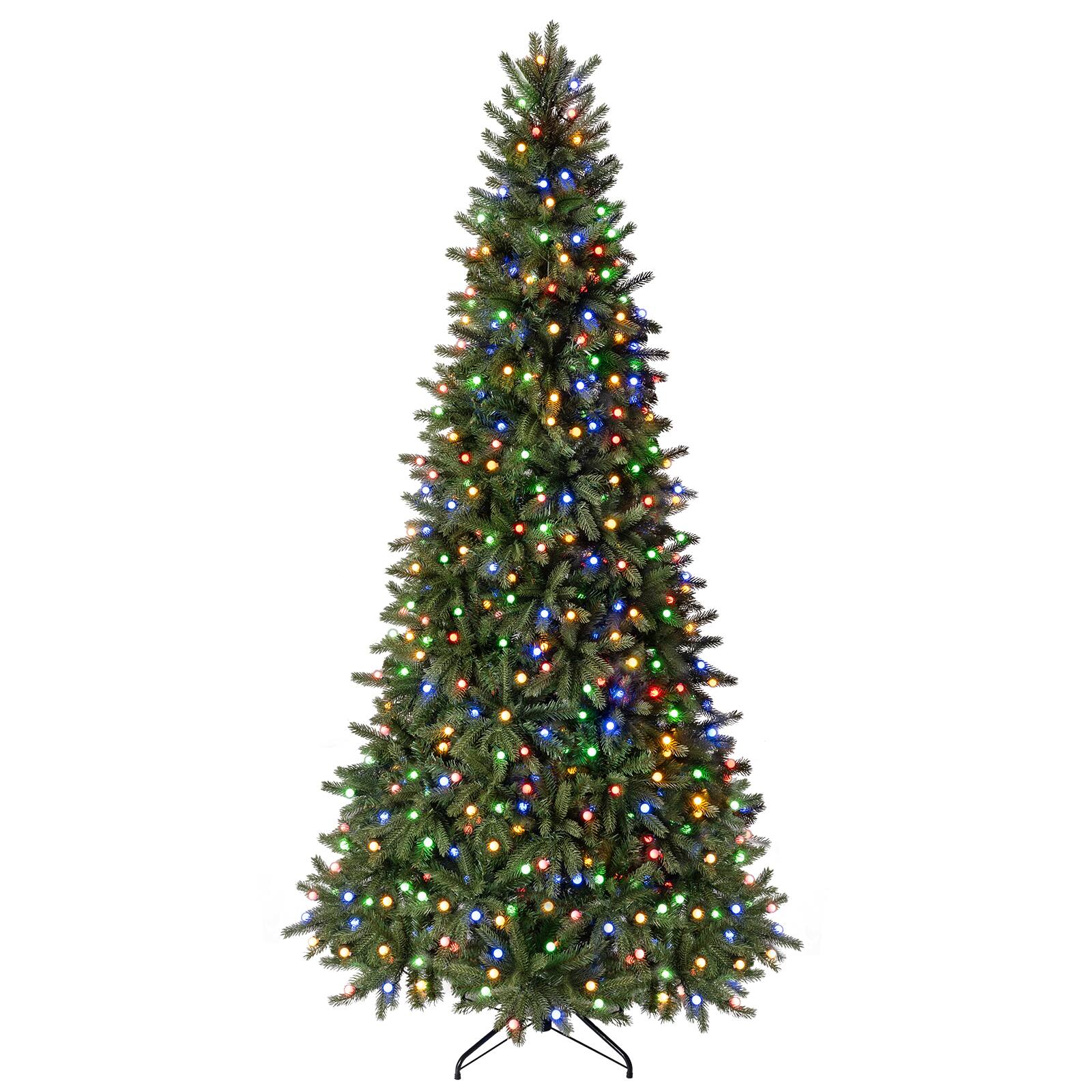 Alt View 1. Costway - Costway 7.5FT Christmas Tree, 11 Lighting Modes, Hinged, 500 LED Lights,2 Lighting Color - Green.