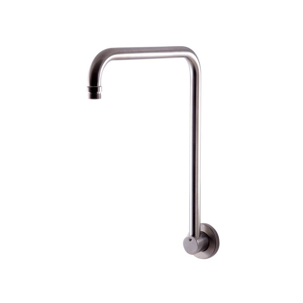 Angle. Alfi - Brushed Nickel 12" Round Raised Wall Mounted Shower Arm - Brushed Nickel.