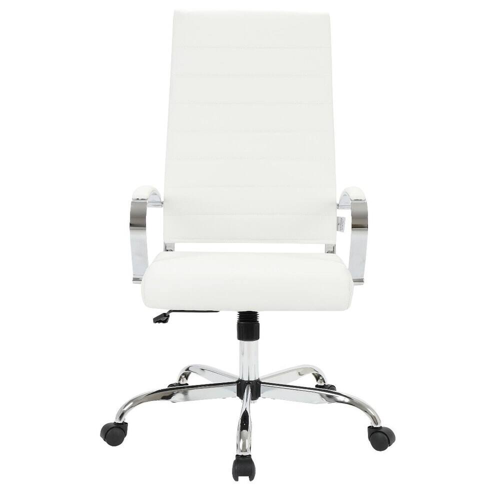 Alt View 2. LeisureMod - Benmar High Back Leather Office Chair with Adjustable Height, Swivel Base, Ergonomic Design Modern Conference Chair - White.
