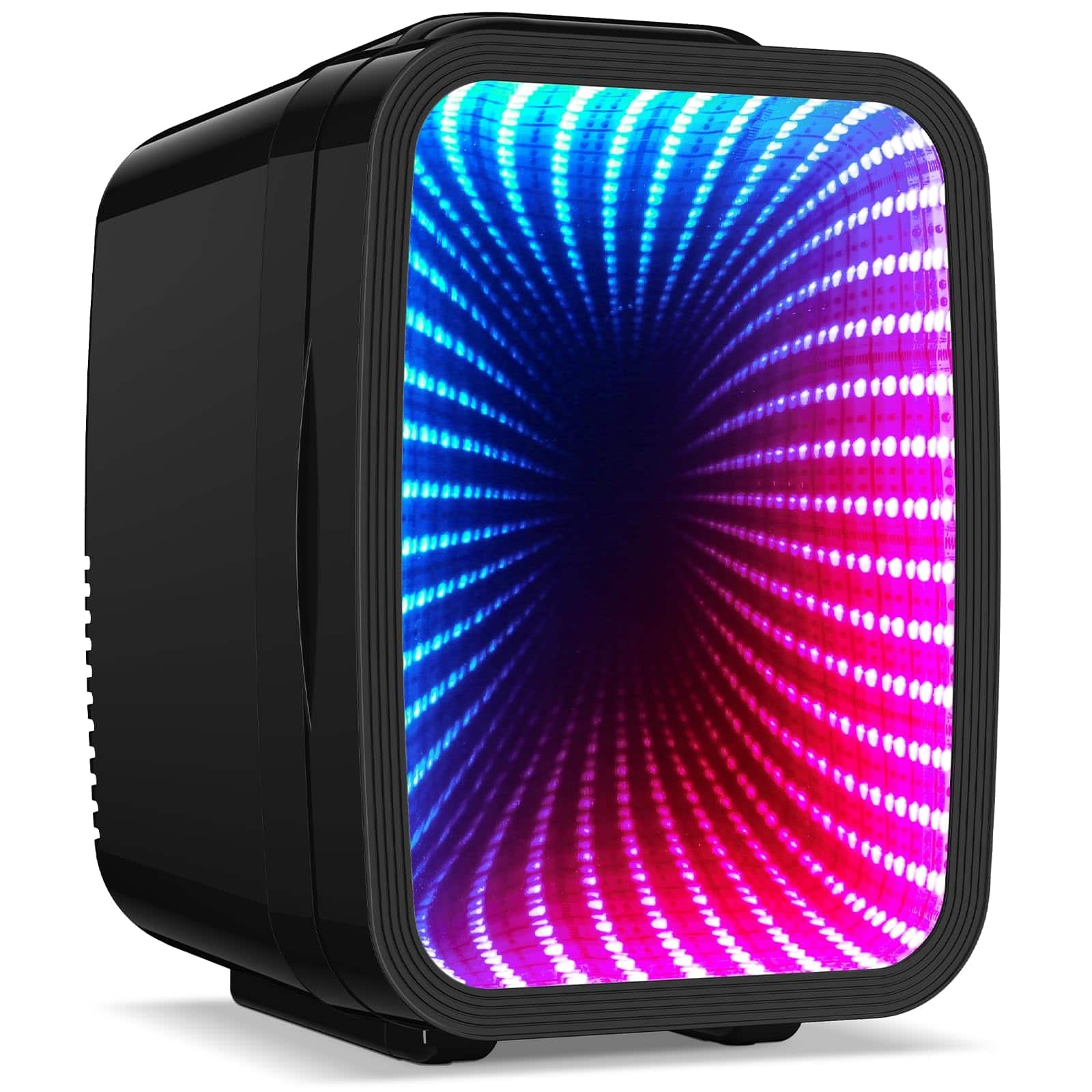 BEICHEN - 4L/6 Cans Small Refrigerator With LED Light,AC/DC Thermoelectric Cooler/Warmer for Bedroom,Office,Gaming room and Car - Black