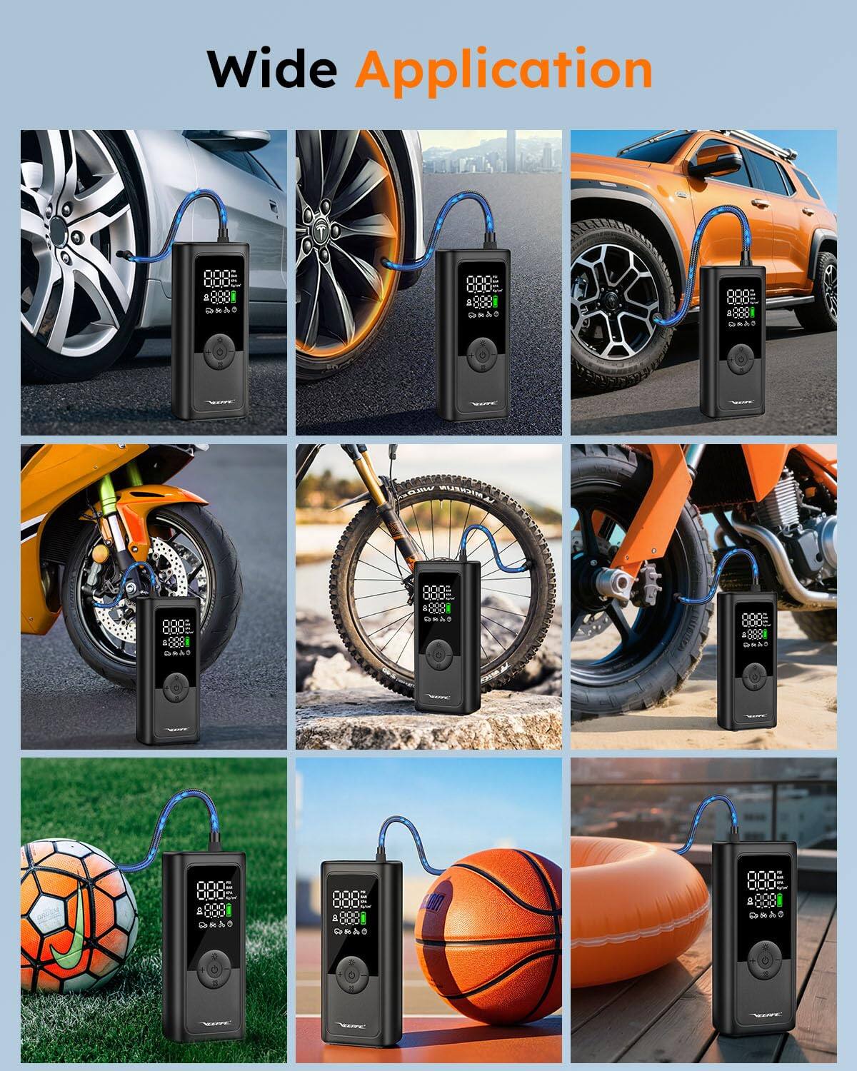 Wide Application

- Cars
- Motorcycles
- Bicycles
- Sports balls (soccer, basketball)
- Inflatable objects