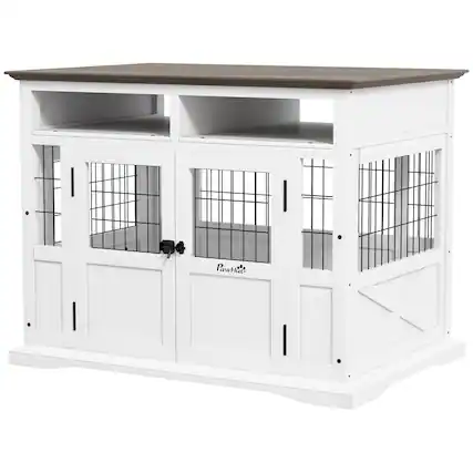 Front. Pawhut - Kennel Furniture Side End Table with Storage.