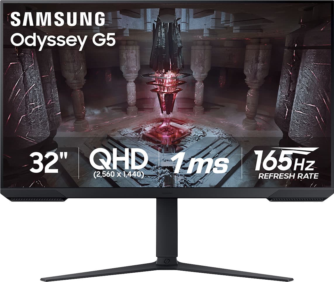 Samsung - Odyssey G51C 32" QHD FreeSync Premium Gaming Monitor with HDR10 (DisplayPort, HDMI) - Black - Front_Zoom