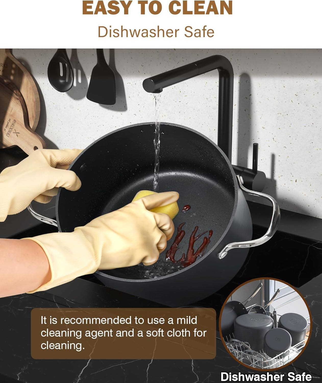 EASY TO CLEAN  
Dishwasher Safe  

It is recommended to use a mild cleaning agent and a soft cloth for cleaning.  
Dishwasher Safe