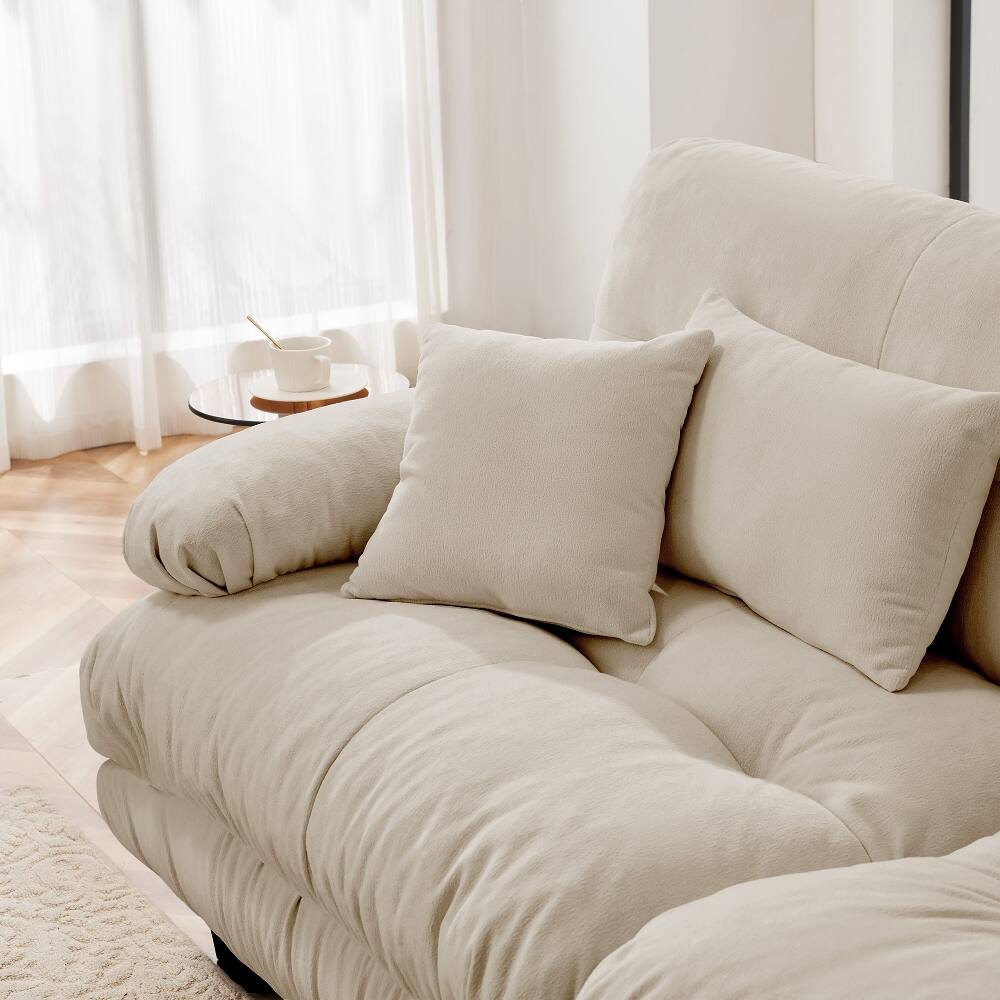 Back. Loheer - Loheer Light Coffee Chenille Modular Sofa 2 Seater Armless Couch with Pillows Solid Wood Frame for Living Room - Light Coffee.