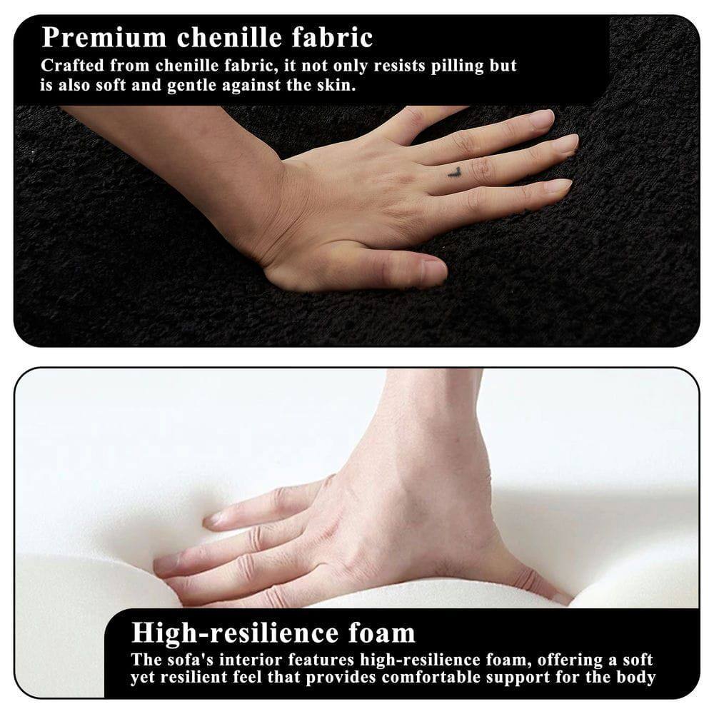Premium chenille fabric  
Crafted from chenille fabric, it not only resists pilling but is also soft and gentle against the skin.

High-resilience foam  
The sofa's interior features high-resilience foam, offering a soft yet resilient feel that provides comfortable support for the body.
