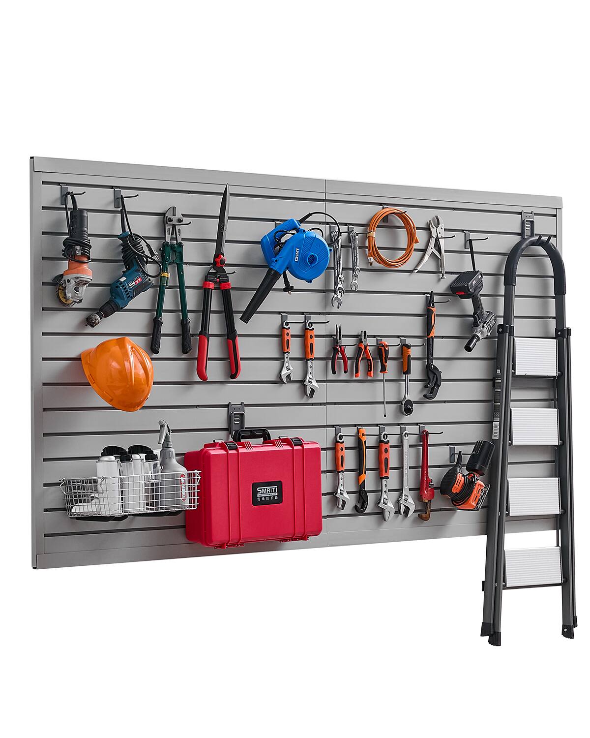 VEVOR - Slat Wall Paneling, 8 x 4 ft, PVC Garage Slatwall with Accessories, Grey Slat Wall Easy-to-Install - Gray