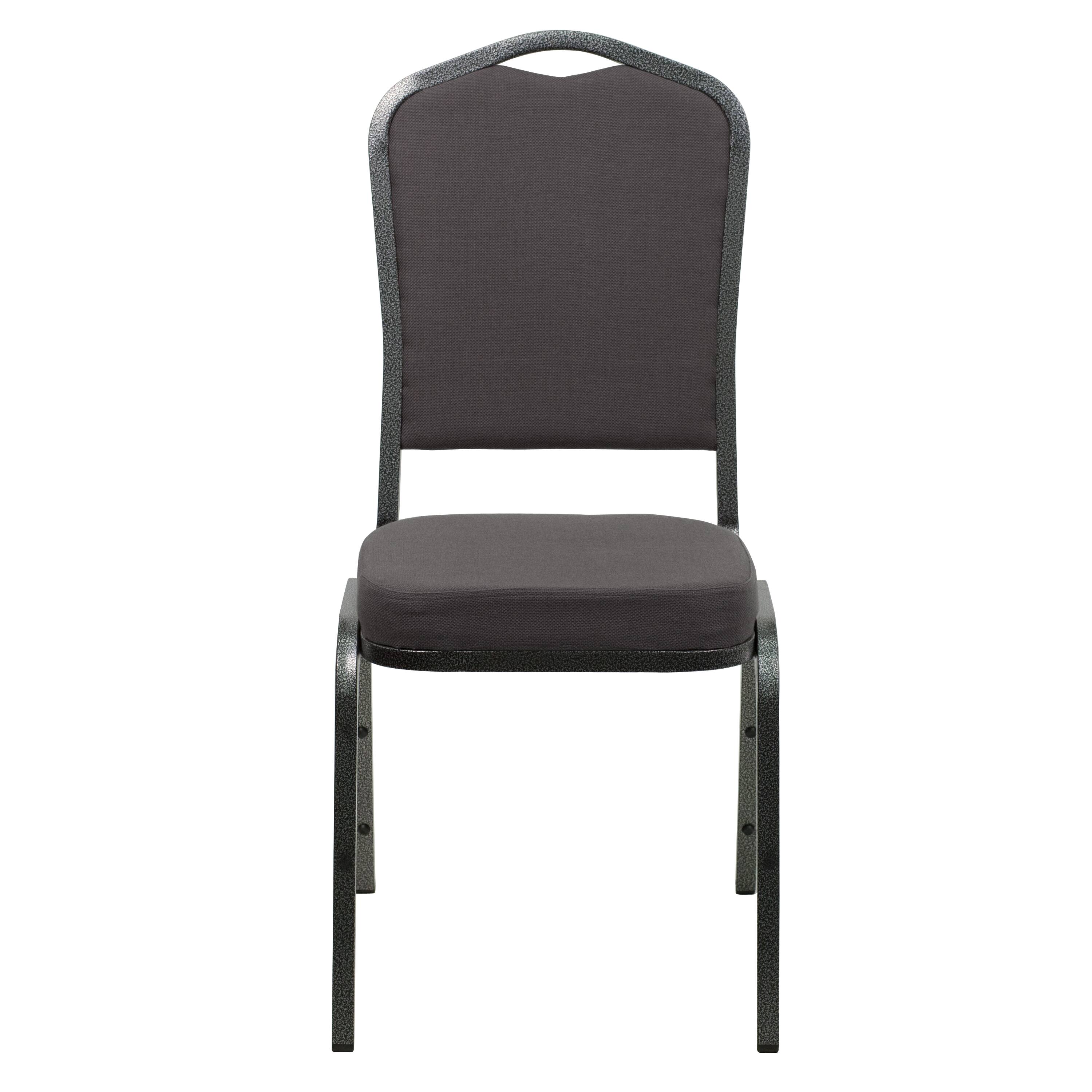 Alt View 7. Emma + Oliver - Crown Back Stacking Banquet Dining Chair - Gray Fabric/Silver Vein Frame.