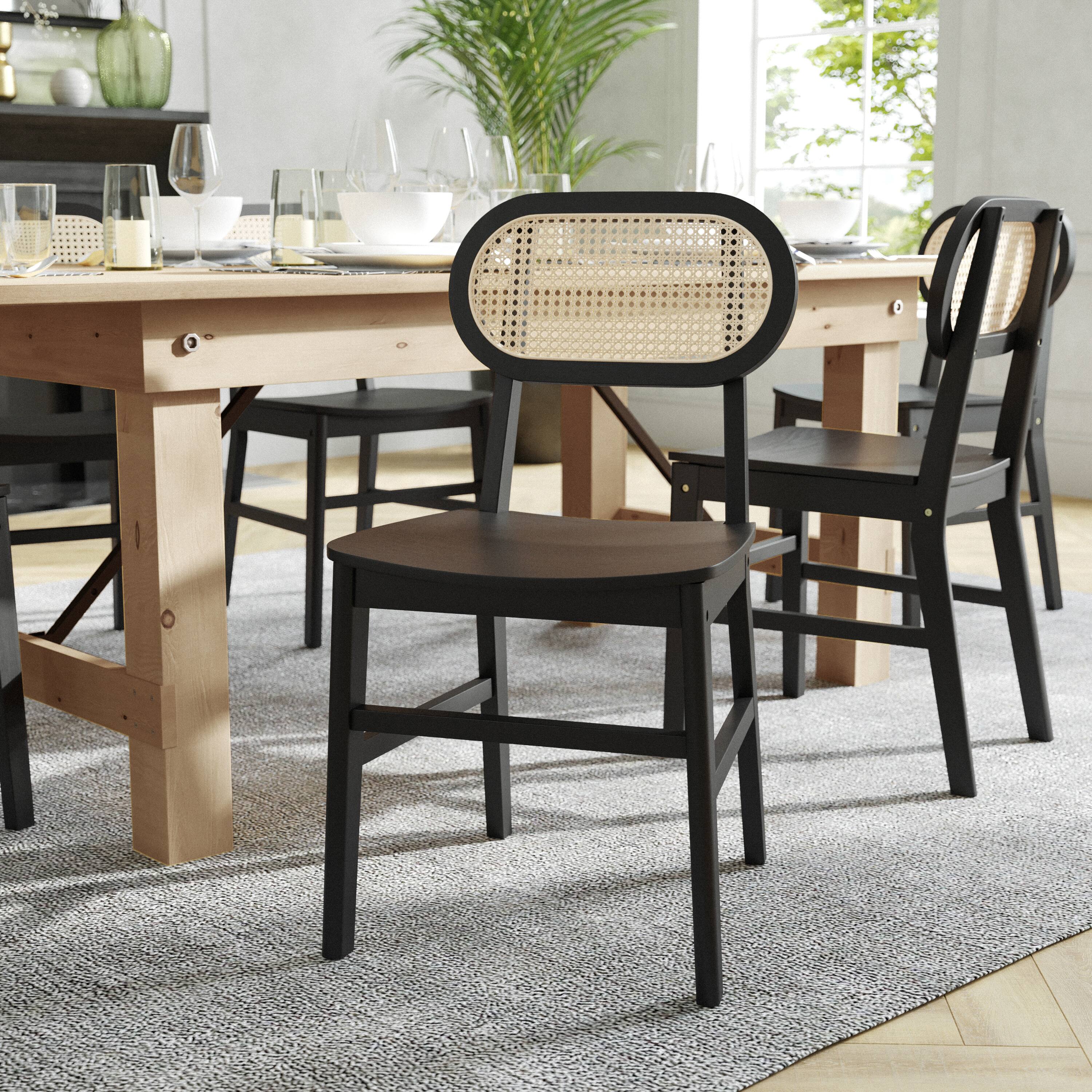 Alt View 2. Flash Furniture - Jacob Set of 2 Commercial Cane Rattan Dining and Event Chairs with Solid Wood Frame and Seat, Natural/Black - Black.