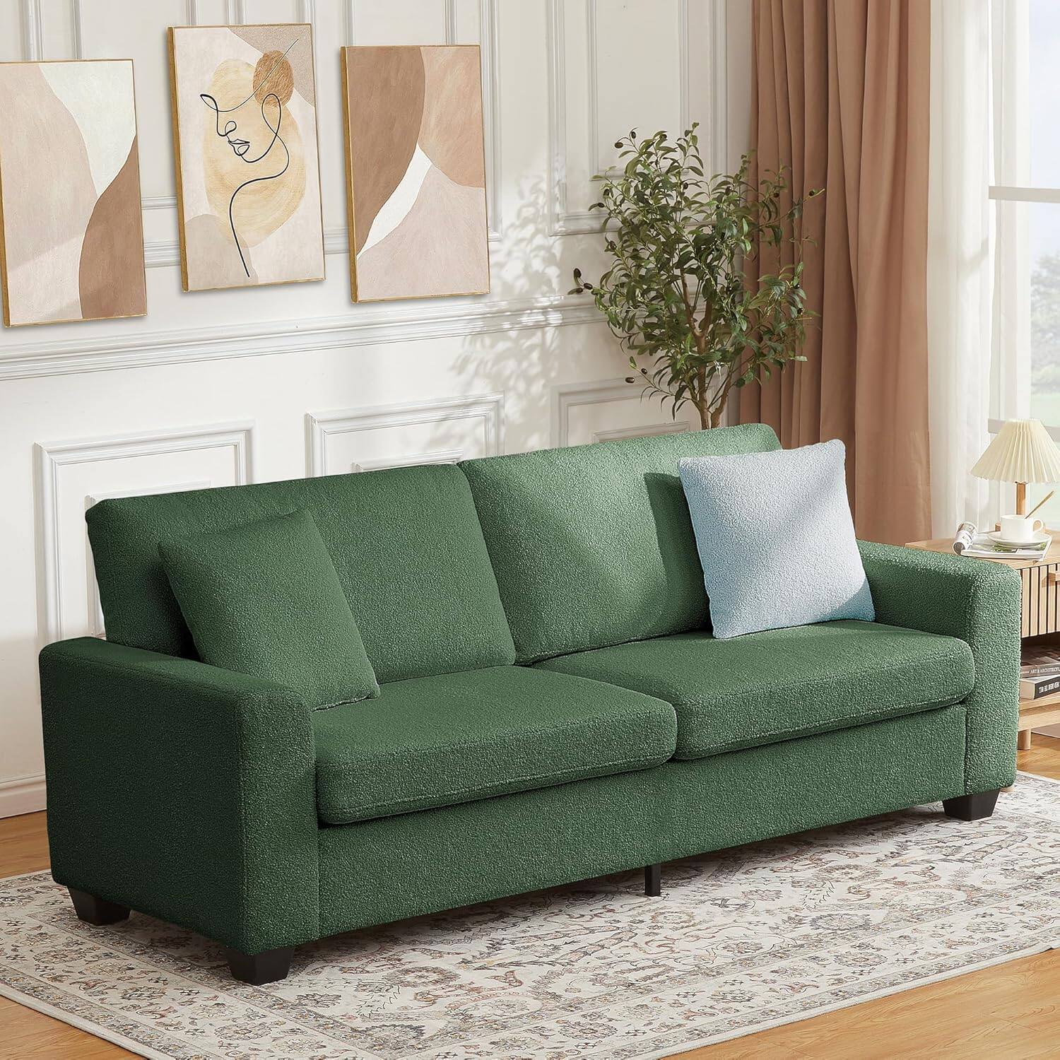 Front. Babevy - Modern Sofa 3 Deep Seat with Wide Armrest Removable Washable Cushion Cover Cozy for Living Room Bedroom - Multiple colors/finishes.