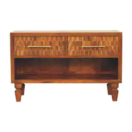 Artisan Furniture - Solid Wood Cadiz Carved Shoe Bench - Brown
