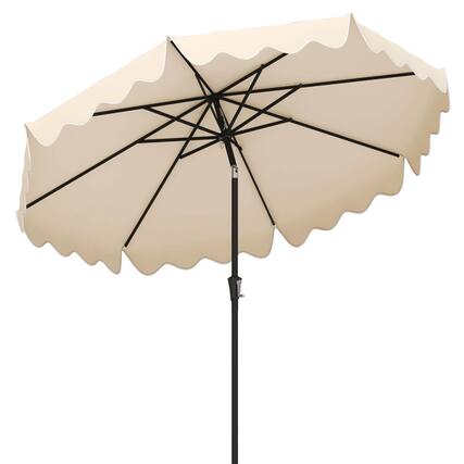 Front. Costway - Costway 9 FT Patio Umbrella 2-Tier Market Table Umbrella with Sun-Protective Canopy - Beige.