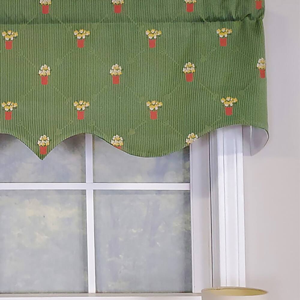 Left. RLF Home - RLF Home Modern Design Classic Flower Pot Regal Style Window Valance  50" x 17" Emerald - Emerald.