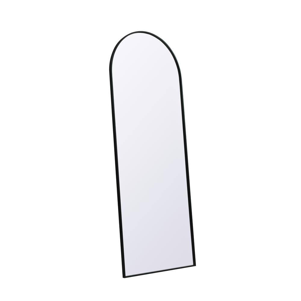 Left. Elegant Decor - Metal Frame Arch Full Length Mirror 28x74 Inch in Black - Black.
