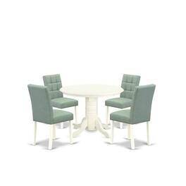 East West Furniture - 5 Piece Dinner Table Set contain A Modern Dining Table - White