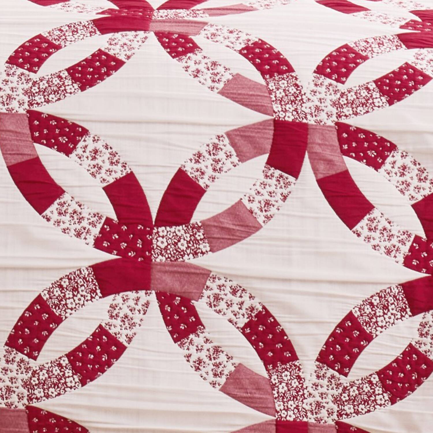 Back. Greenland Home Fashions - Greenland Home Fashions 100% Jacquard Woven Polyester Wedding Ring Coverlet 3 Piece Set Full/Queen Red - Red.