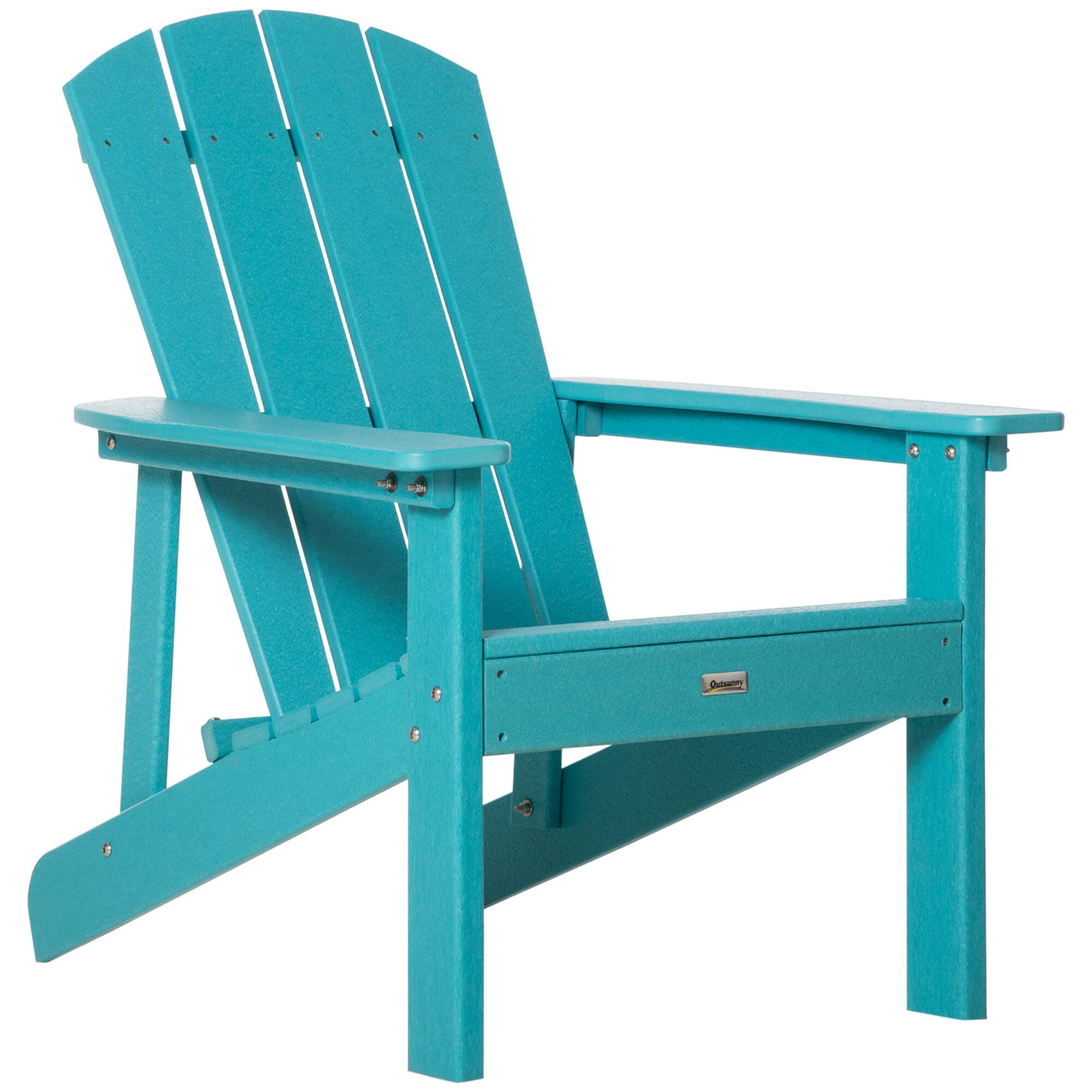 Outsunny - Adirondack Chair, HDPE Fire Pit Chair, Weather Resistant Outdoor Chair for Patio, Garden, Backyard, Lawn - Turquoise