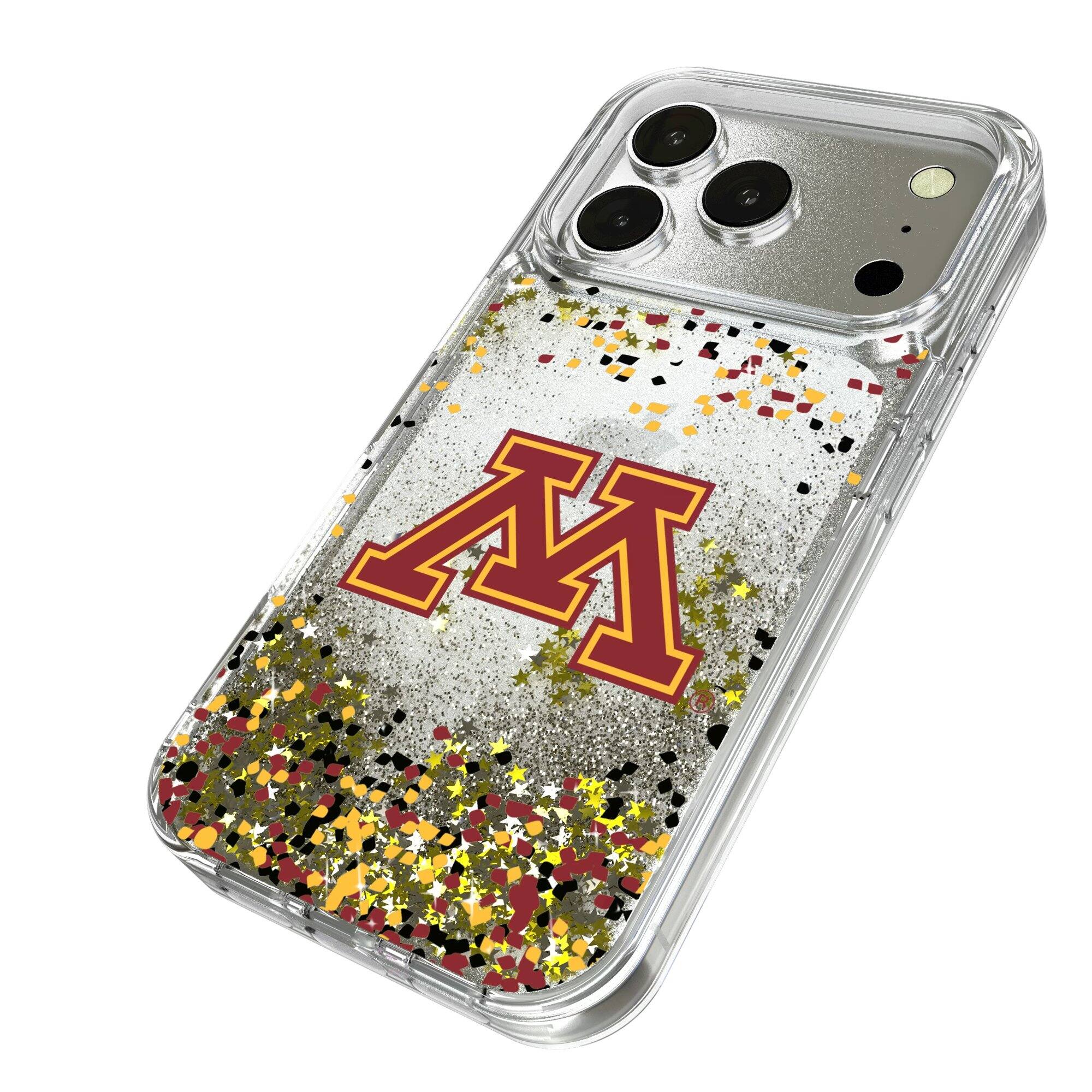 Alt View 1. Keyscaper - Minnesota Golden Gophers iPhone Glitter Case with Confetti Design - 14 Pro - Multicolor.