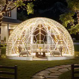 VEVOR - Garden Dome Tent, 9.5 x 5.7 ft Outdoor Clear Bubble Tent for 2-4 Person, Weatherproof Geodesic Dome Greenhouse - Transparent