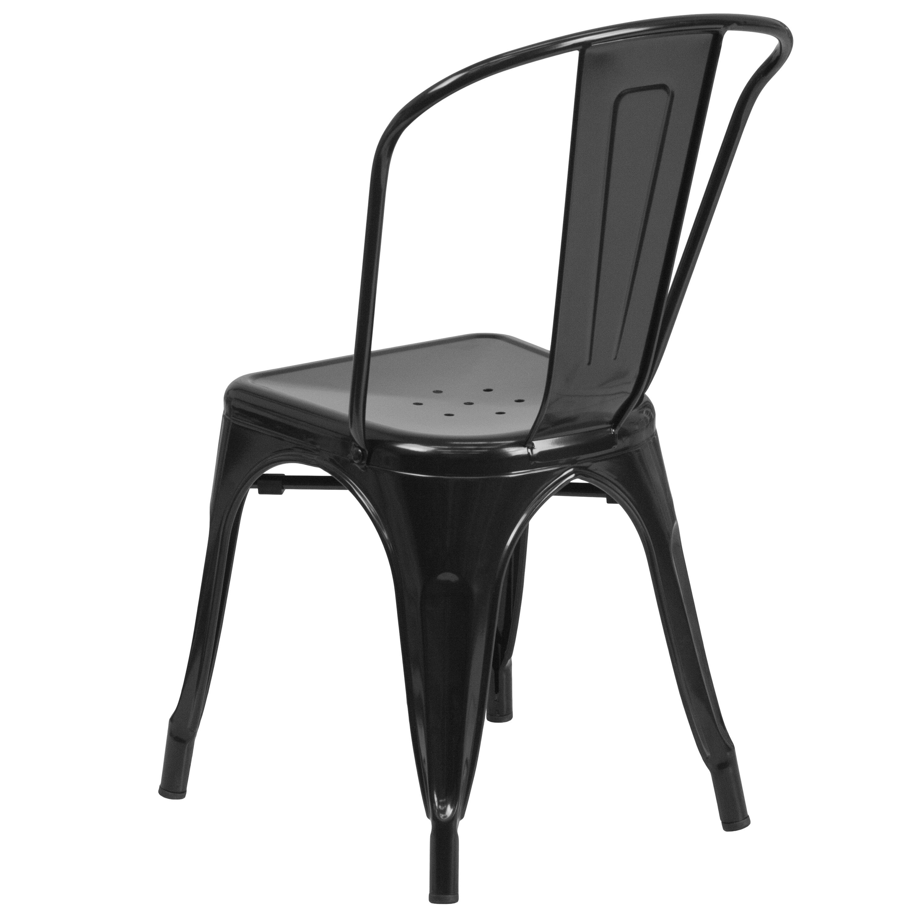 Alt View 5. Emma + Oliver - Commercial Grade Colorful Metal Indoor-Outdoor Stackable Dining Chair - Black.