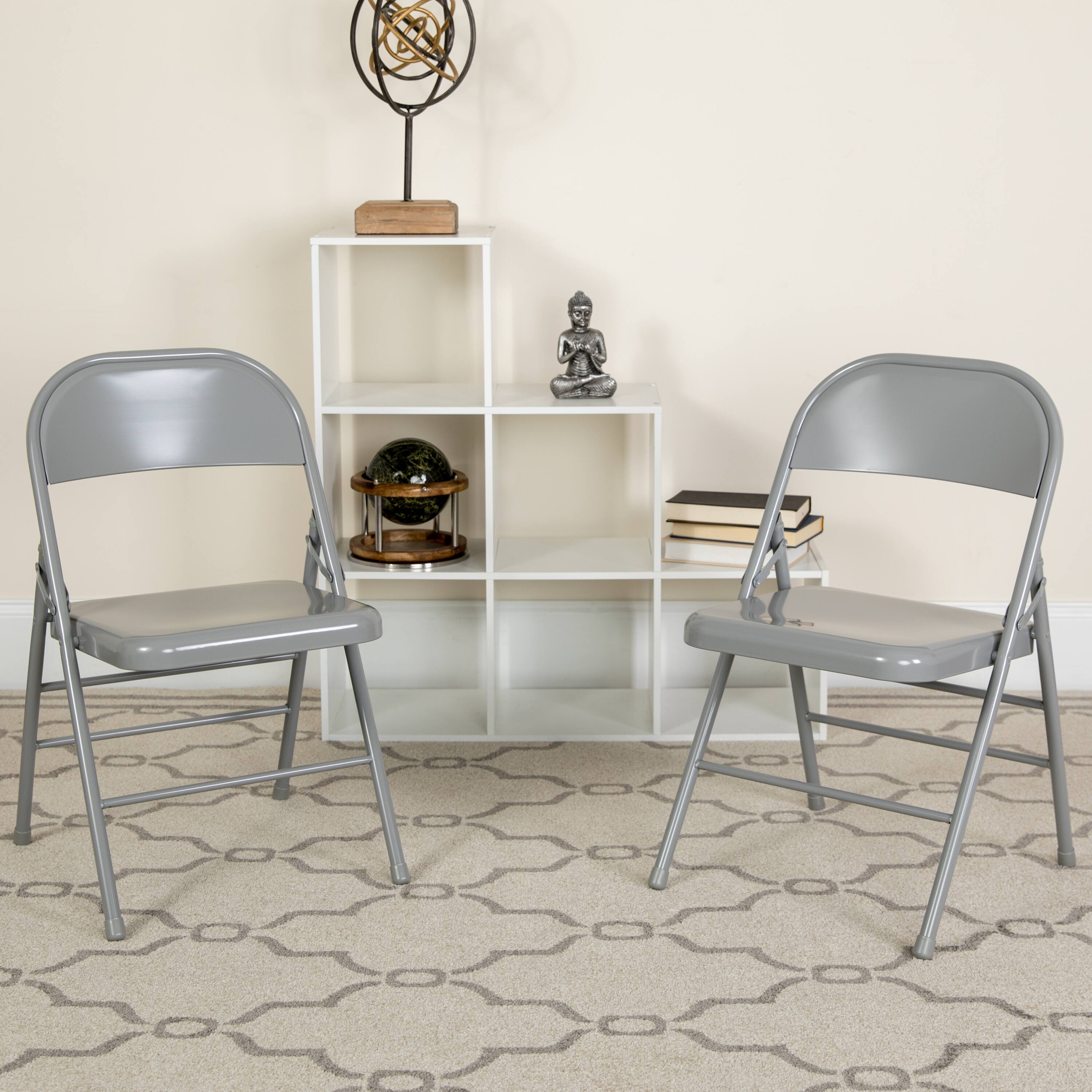 Alt View 2. Emma + Oliver - 2 Pack Home & Office Portable Party Events Steel Metal Folding Chair - Gray.