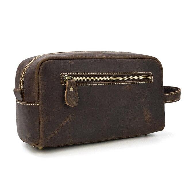 Alt View 6. Steel Horse Leather - The Wanderer Toiletry Bag | Genuine Leather Toiletry Bag - Dark Brown.