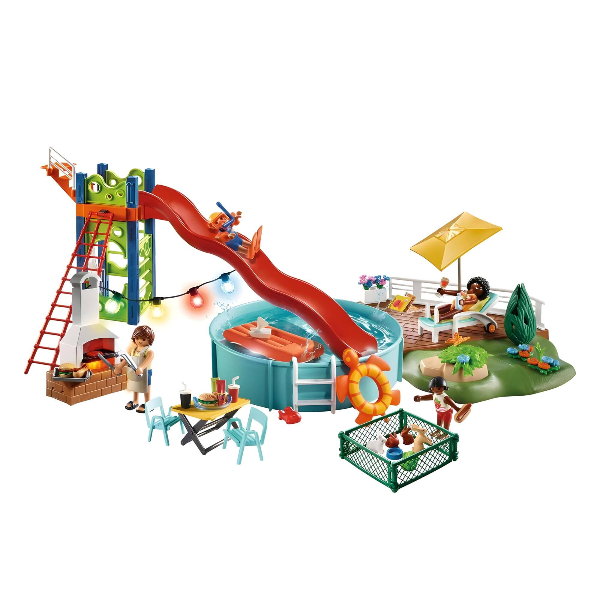Alt View 1. Playmobil - Playmobil 70987 Pool Party Building Set - Multi-Color.