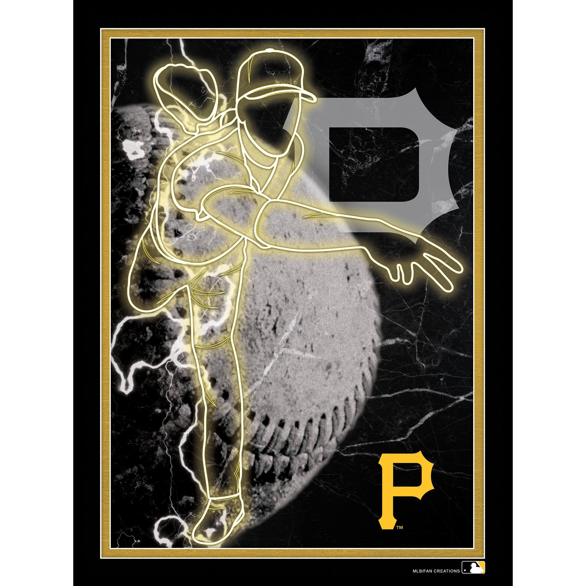 Black Pittsburgh Pirates 12'' x 16'' Framed Neon Player Print