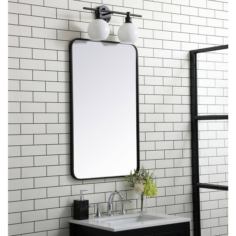 Alt View 4. Elegant Decor - Soft corner metal rectangular mirror 22x36 inch in Black - Black.