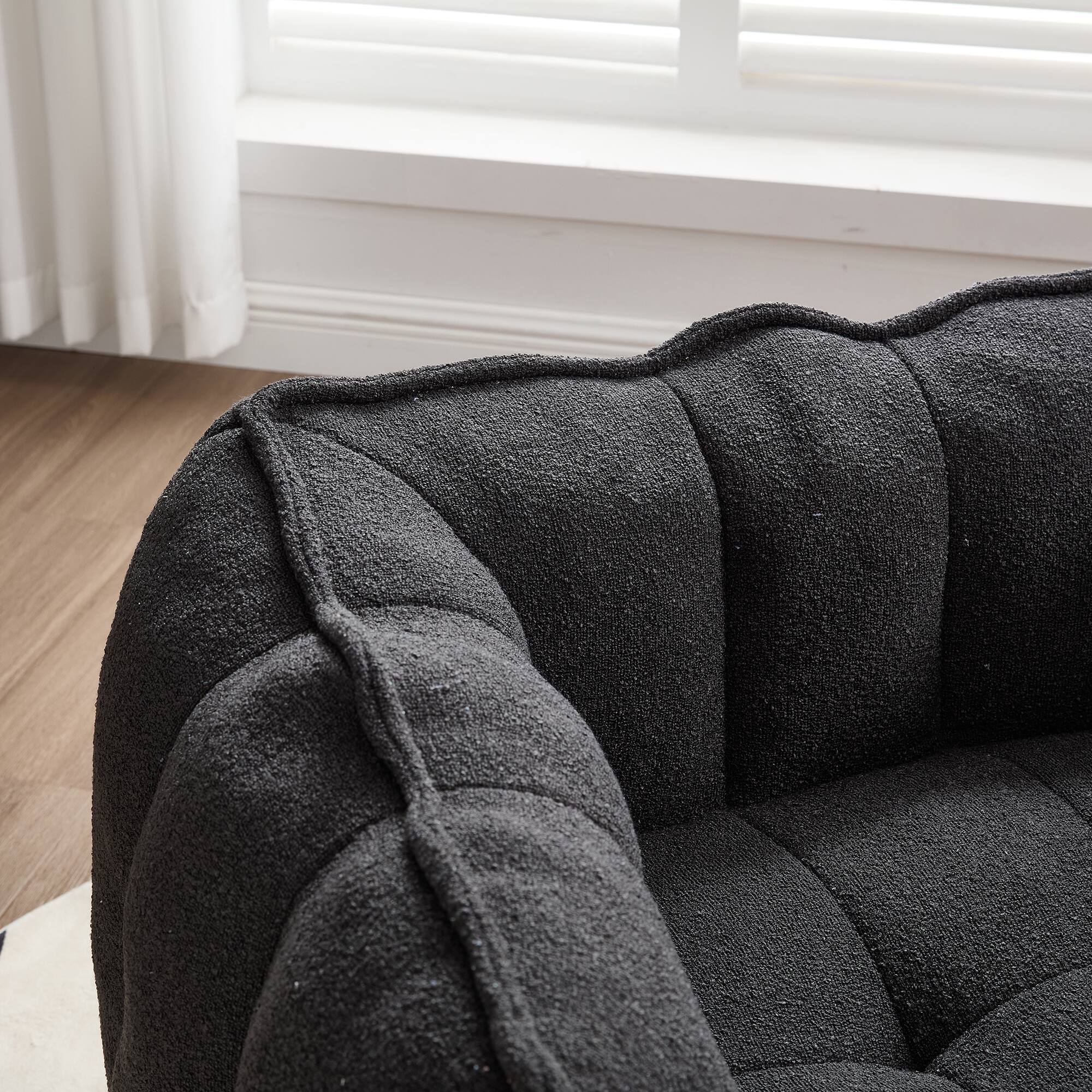 Alt View 7. GOODSILO - Premium Square Bean Bag Sofa with Footstool for Ultimate Relaxation in Living Room and Bedroom - Black.