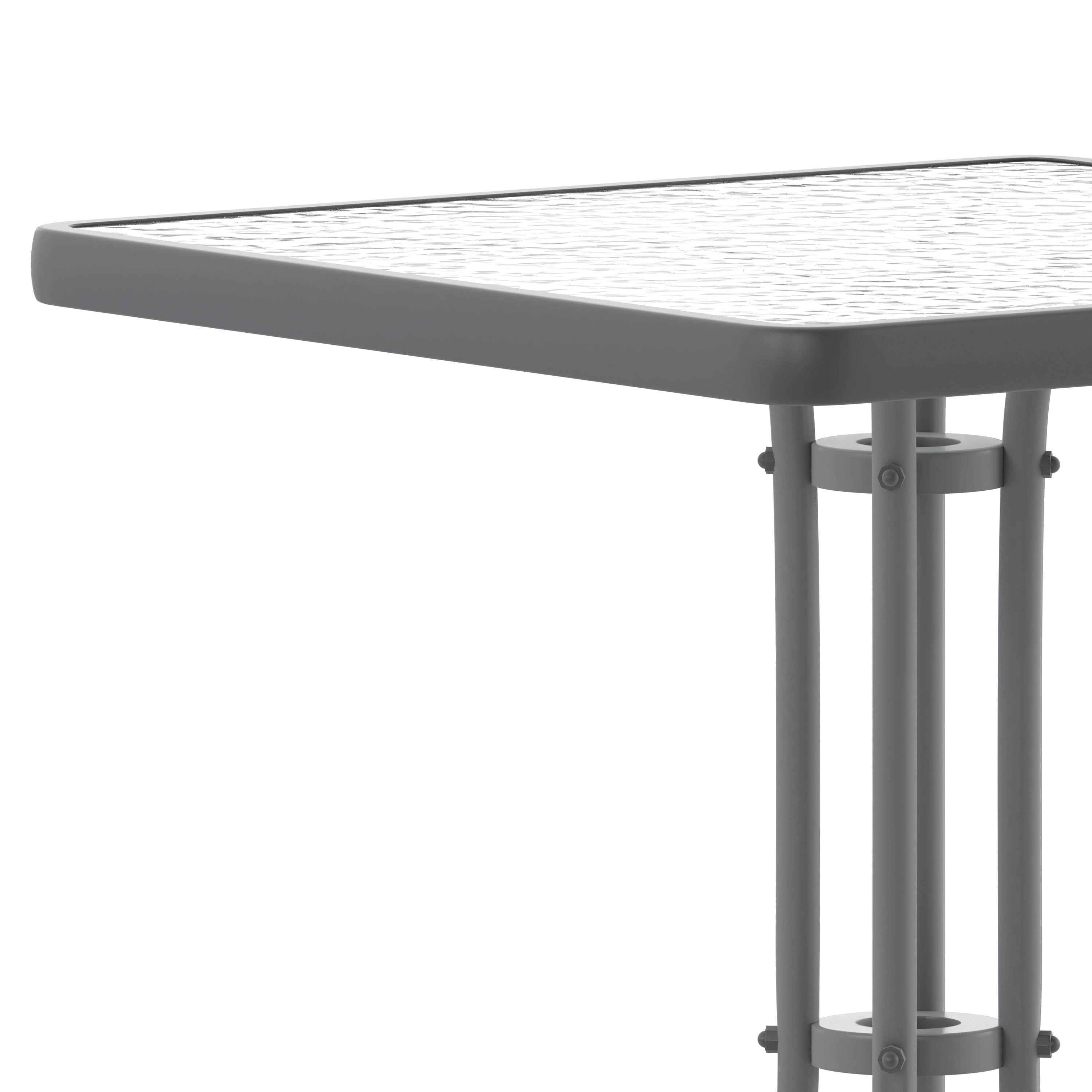 Alt View 10. Emma + Oliver - 23.5" Square Tempered Glass Metal Table with Smooth Ripple Design Top - Clear Top/Silver Frame.