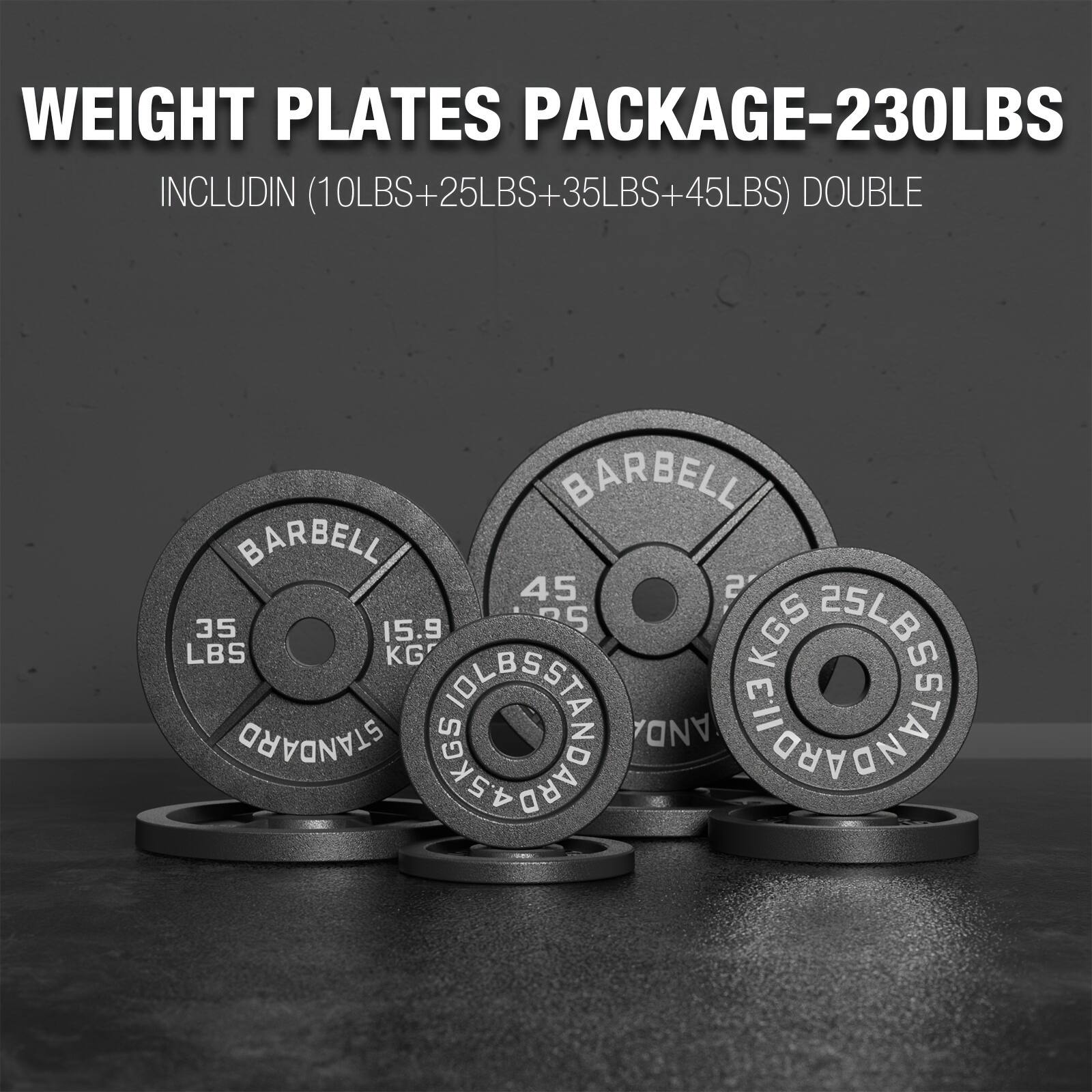 Mikolo - Weight Plates 2 Inch, Bumper Plates with Enhanced Grip, Weight Plates for Strength Training and Weight Lifting - Black