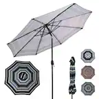 Front. Sunnydaze - 9 ft Aluminum Patio Umbrella with Tilt and Crank - Catalina Beach Stripe.