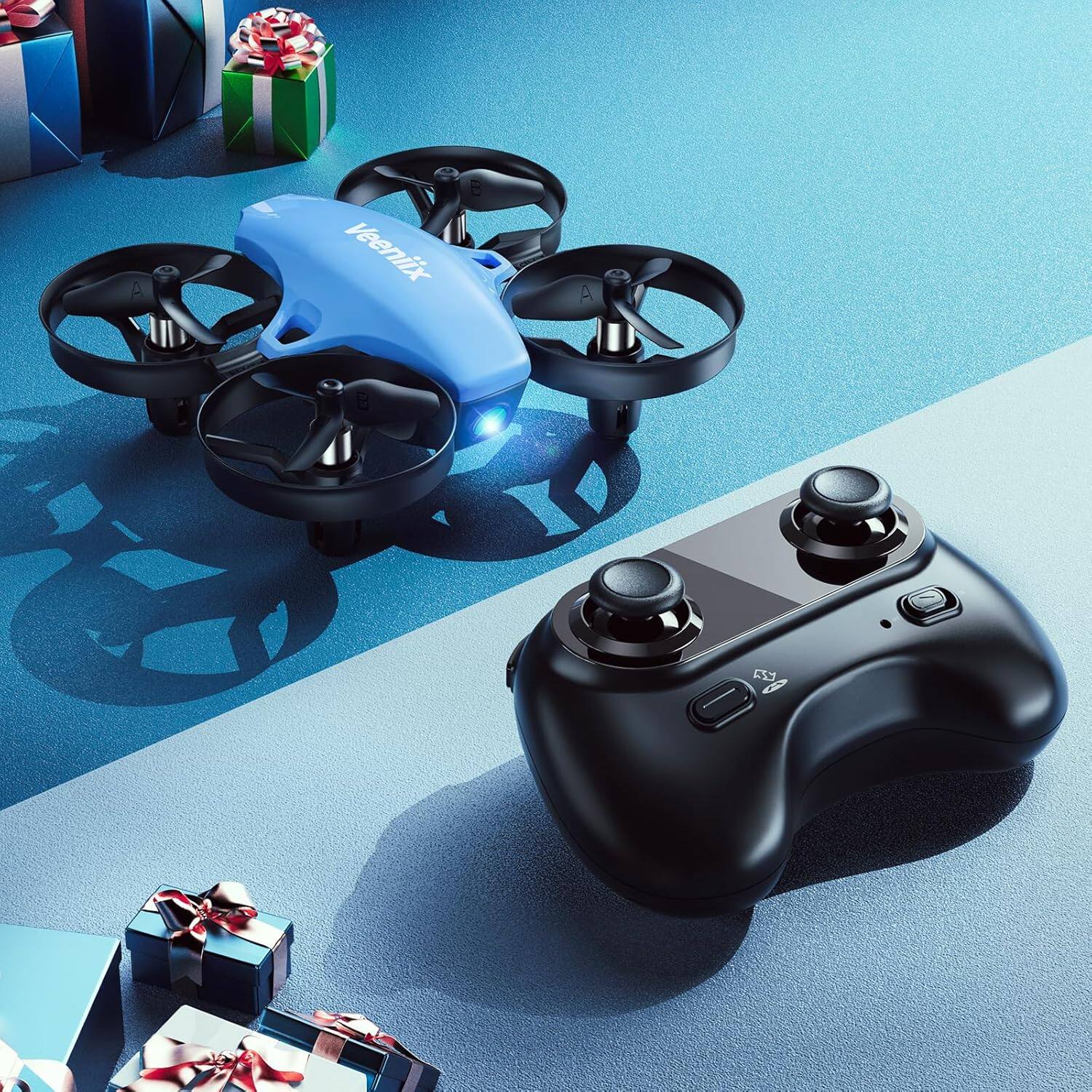 Alt View 3. Veeniix - V995 Mini Drone toys for Kids and Beginners,Indoor RC Quadcopter Plane with 3D Flips, Gift for Boys and Girls - Blue.