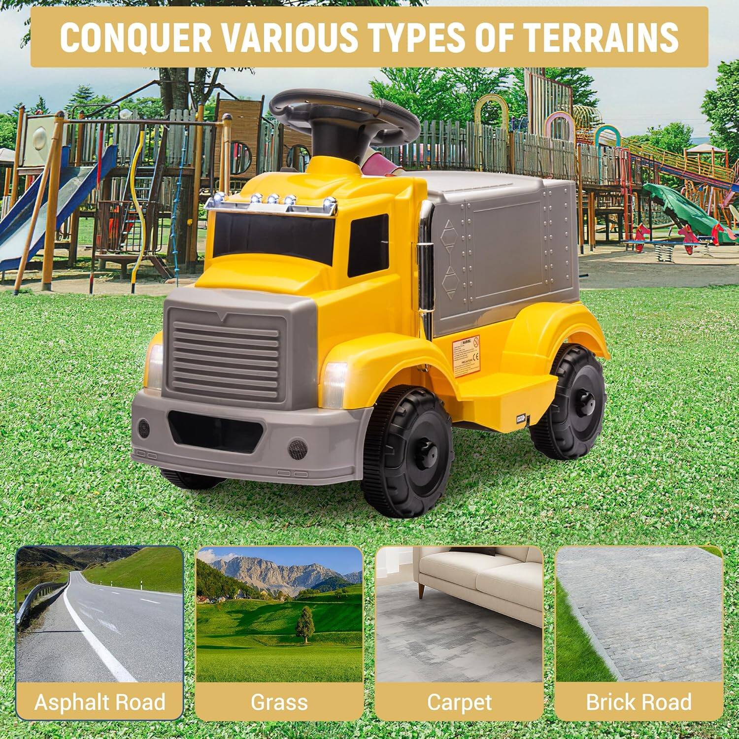 CONQUER VARIOUS TYPES OF TERRAINS

- Asphalt Road
- Grass
- Carpet
- Brick Road