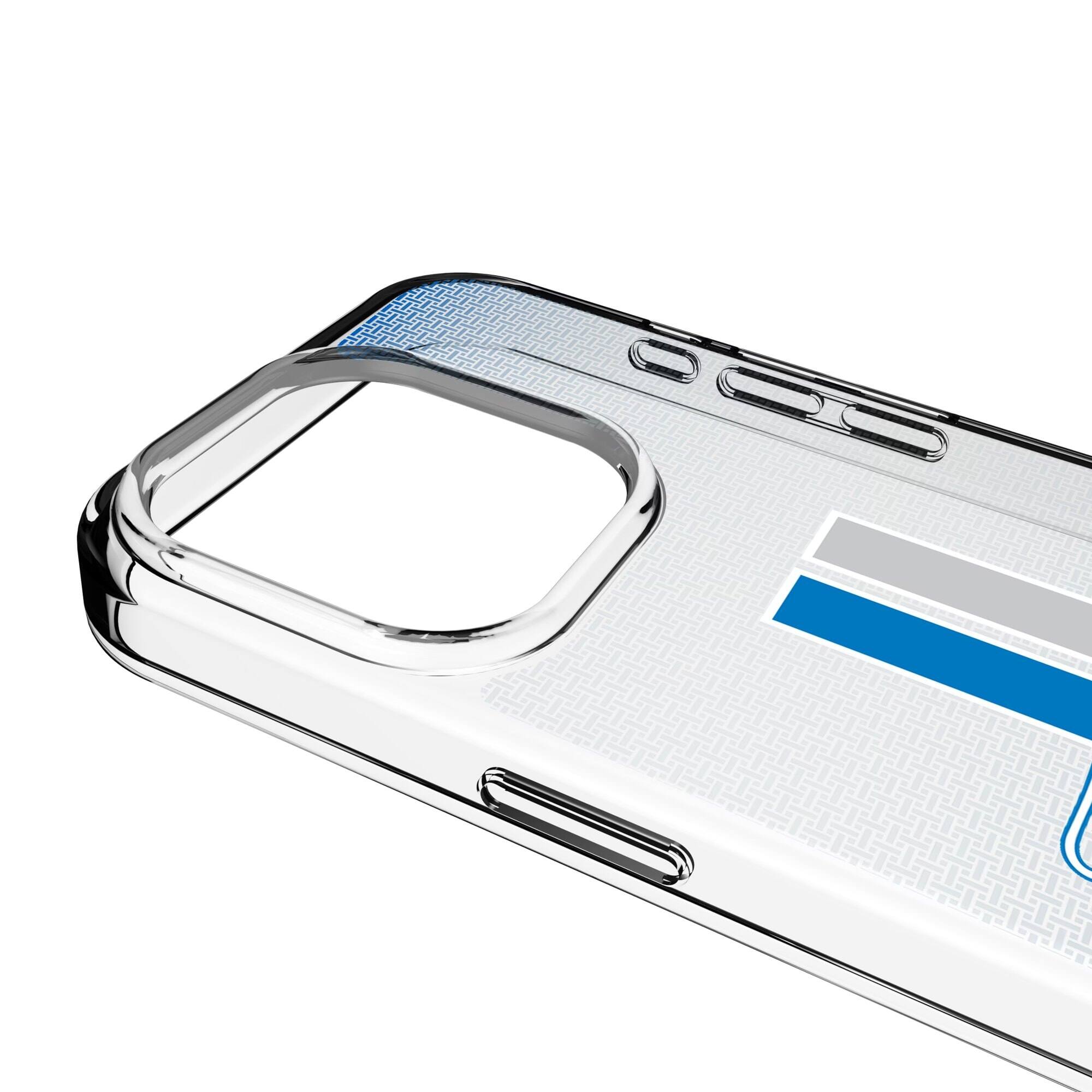 Alt View 2. Keyscaper - Detroit Lions Linen Logo iPhone Clear Case - 13 Pro - Multicolor.