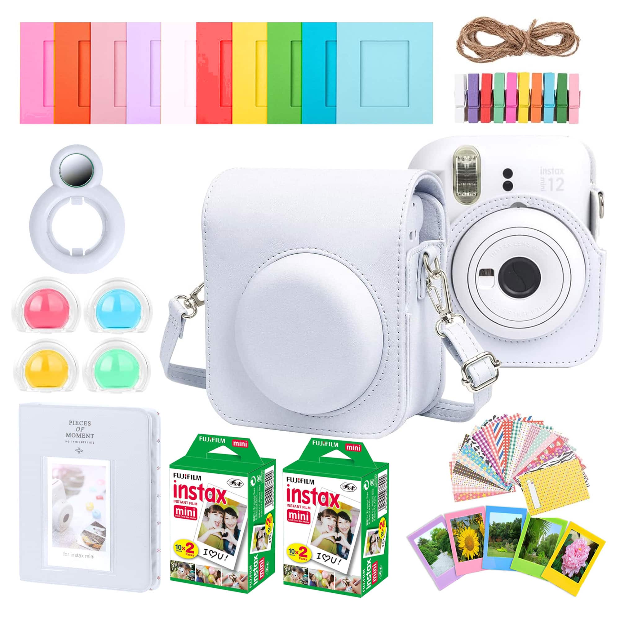 Complete Accessory Kit for Fujifilm Instax Mini 12 with 2x10 Film 2 Pack - White