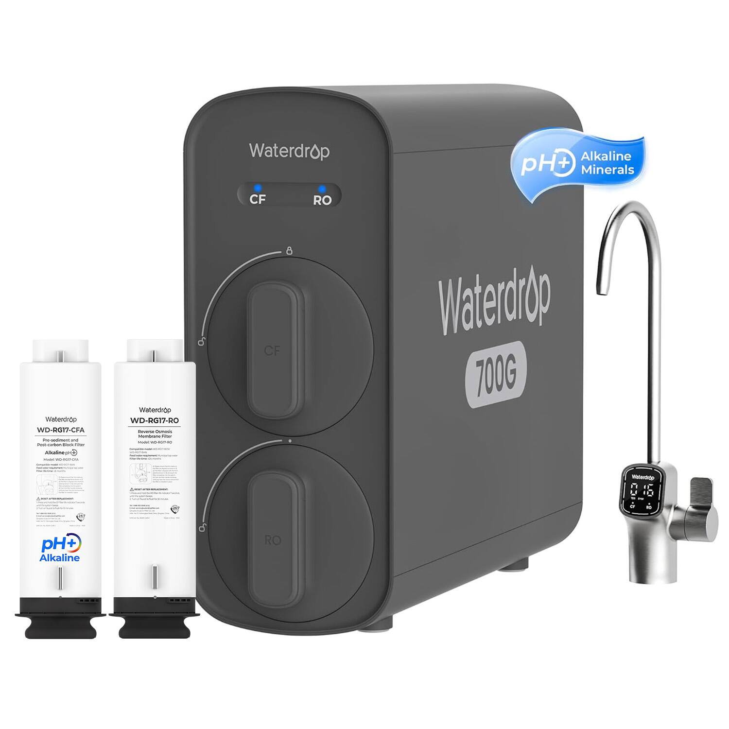 Waterdrop - G5P700A Alkaline Mineral pH+ Reverse Osmosis Water Filter, NSF/ANSI 372 Certified, 700G Reverse Osmosis System - Black price history on PriceWatchPro