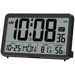 Dazzed Corner - Digital Wall Clock Battery Operated, DeskDisplay Digital Calendar Alarm Clock - Black