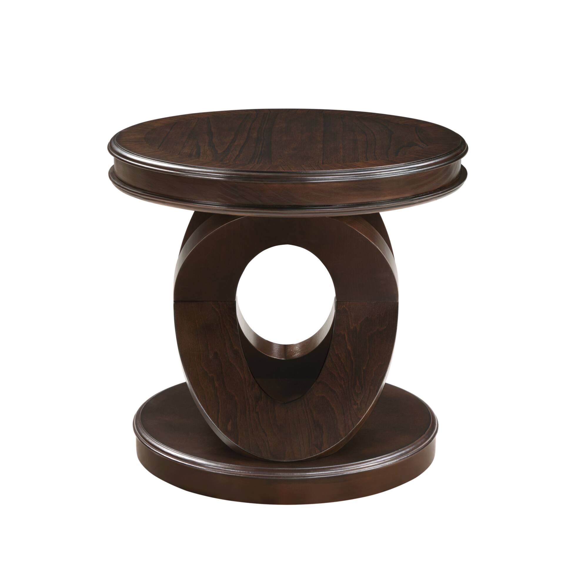 Alt View 6. GOODSILO - Retro Round Wooden End Table with X-Shape Base for Living Room or Dining Area - Espresso.