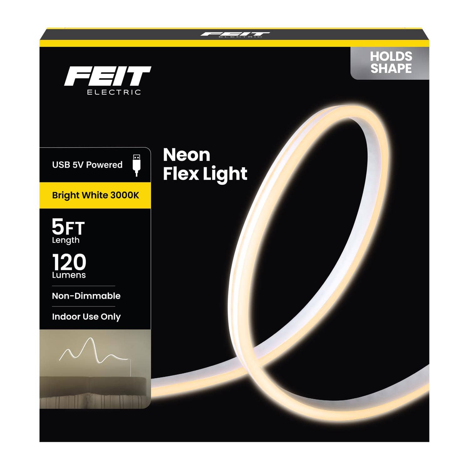 FEIT ELECTRIC - Feit 5 ft. L White Plug-In LED Tape Light 1 pk