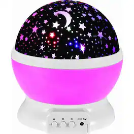 JuzToys - Night Light for Kids, Light Projector Starry Skies LED Lights, LED Lamp for Bedrooms and Offices - Pink