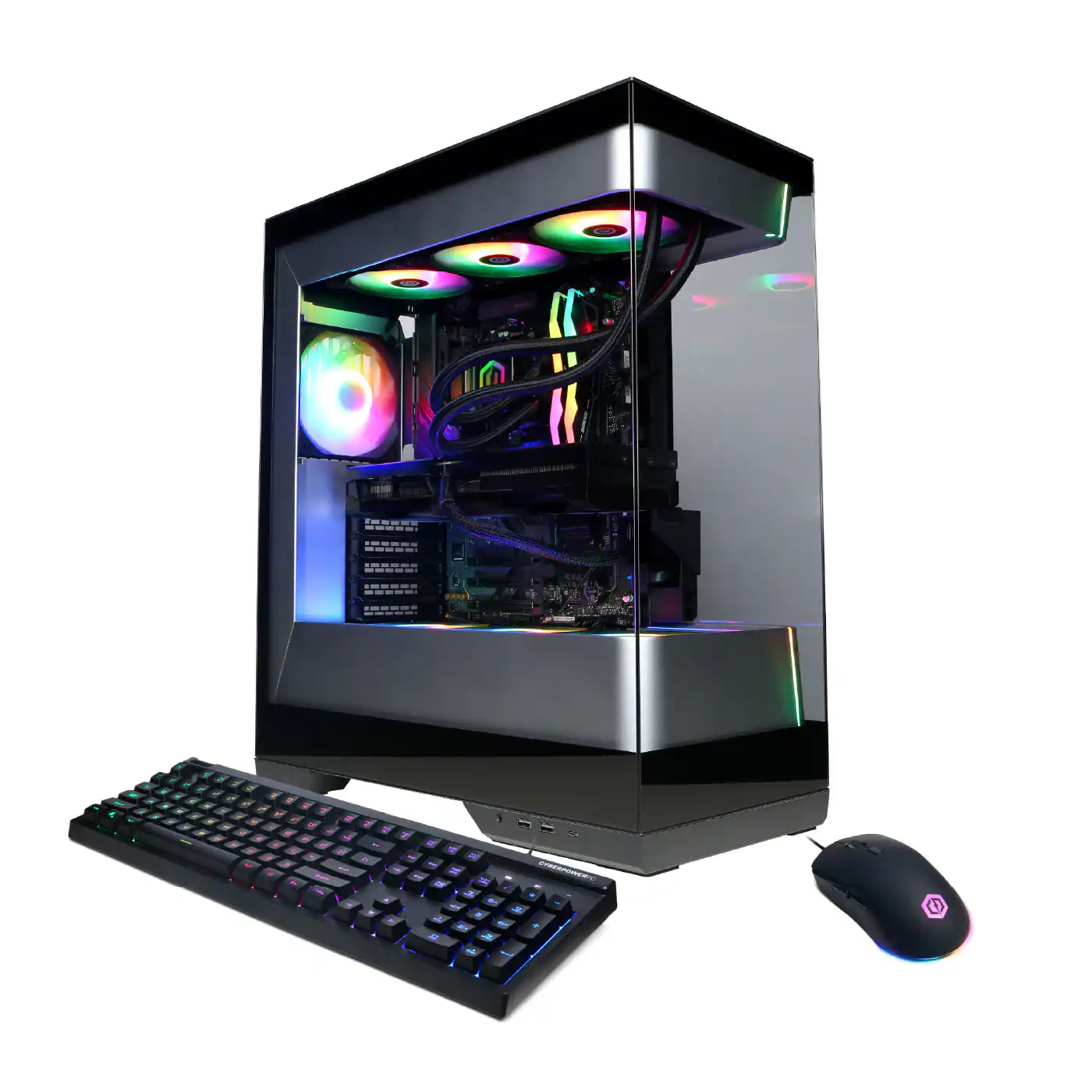 Front. CyberPowerPC - Gaming Desktop - AMD Ryzen 7 9800X3D - NVIDIA GeForce RTX 5070 Ti 16GB - 32GB DDR5 RGB - 2TB PCIe 4.0 SSD - Black.