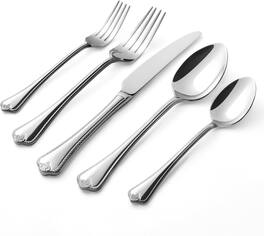 Dazzed Corner - 40-piece Stainless Steel Flatware Set Cutlery Set for 8,Silverware Set - Silver
