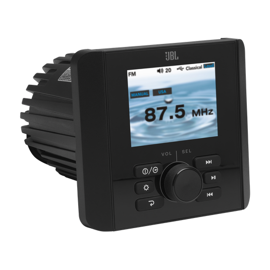 JBL - JAM5000N AM/FM 4ch High power, Bluetooth, 3 zone, NMEA2000 Gauge Cut out with Full color screen - Black/Gray