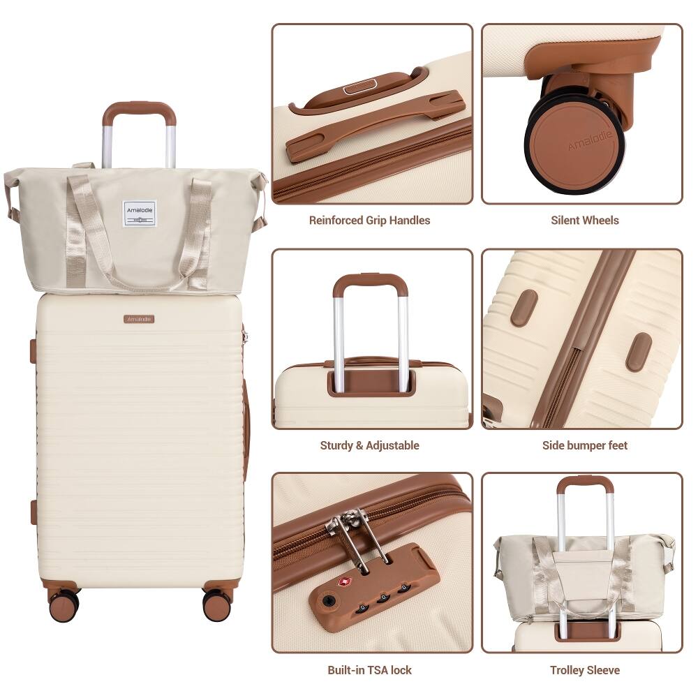 Amalodie

Reinforced Grip Handles
Silent Wheels
Sturdy & Adjustable
Side bumper feet
Built-in TSA lock
Trolley Sleeve
