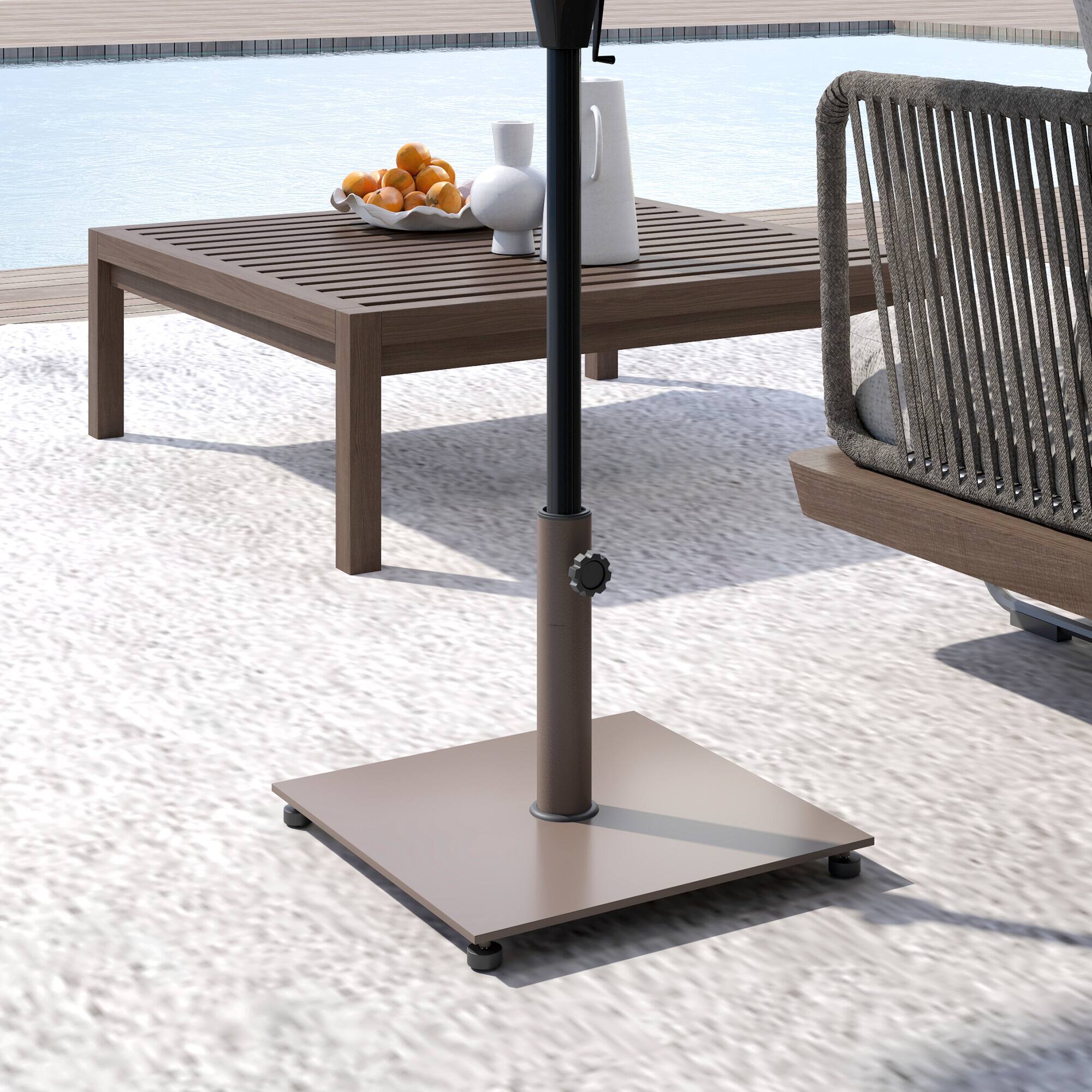 Alt View 5. Outsunny - Square Patio Umbrella Base, 29 lbs Metal Umbrella Stand Base, Patio Umbrella Holder for 1.5"/1.9" Umbrella Poles - Brown.
